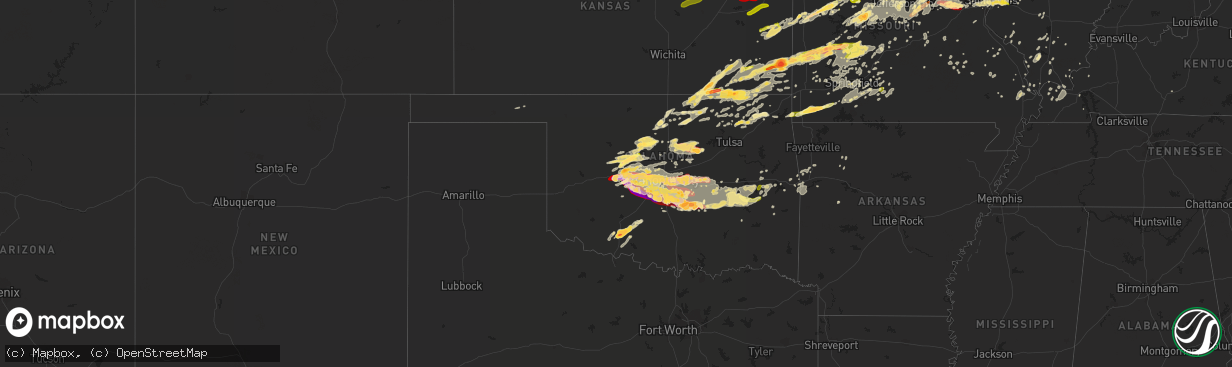 Hail map in Oklahoma on May 31, 2013