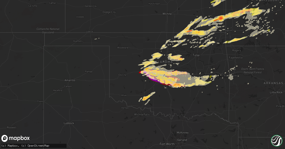 Hail map in Oklahoma on May 31, 2013