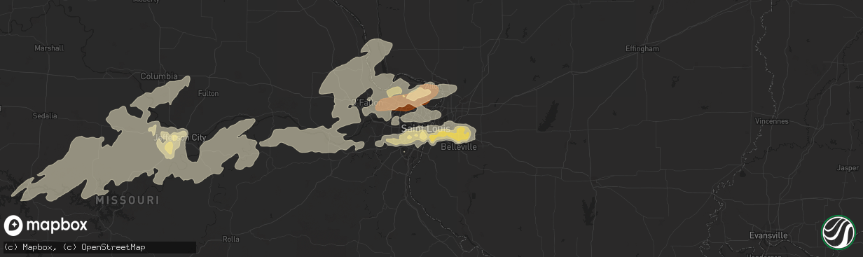 Hail map in Saint Louis, MO on May 31, 2013