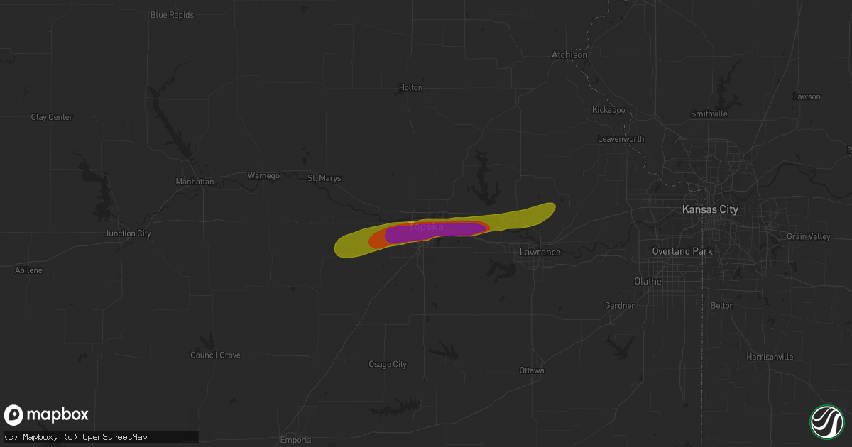 Hail map in Topeka, KS on May 31, 2013