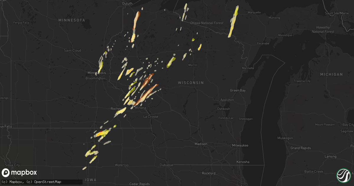 Hail map in Wisconsin on May 31, 2013
