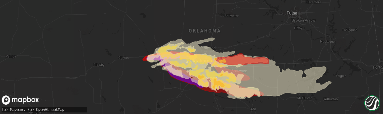 Hail map in Yukon, OK on May 31, 2013