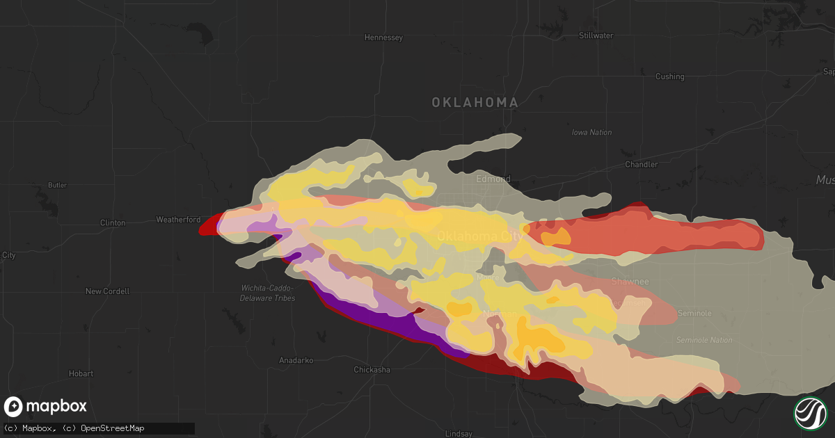 Hail map in Yukon, OK on May 31, 2013