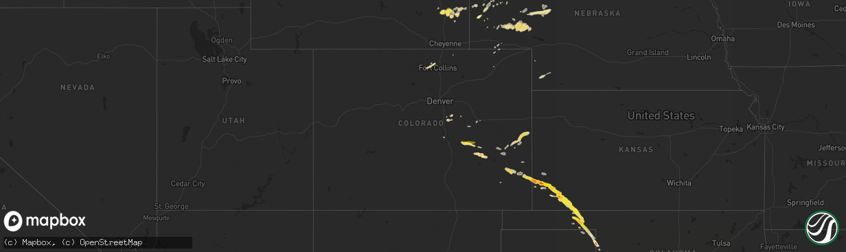 Hail map in Colorado on May 31, 2014