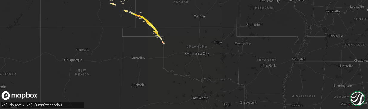 Hail map in Oklahoma on May 31, 2014