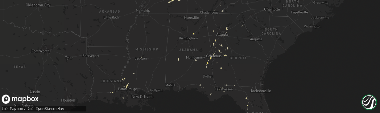 Hail map in Alabama on May 31, 2015