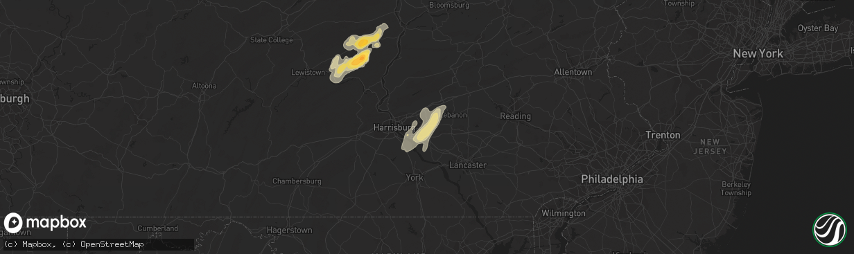 Hail map in Hershey, PA on May 31, 2015