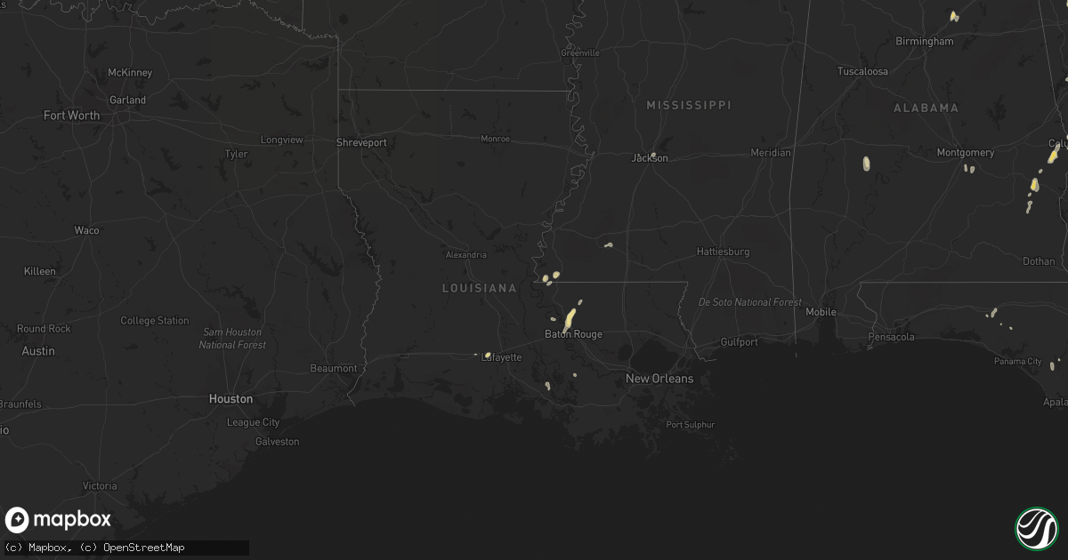 Hail map in Louisiana on May 31, 2015
