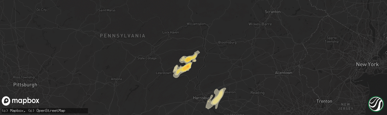 Hail map in Middleburg, PA on May 31, 2015