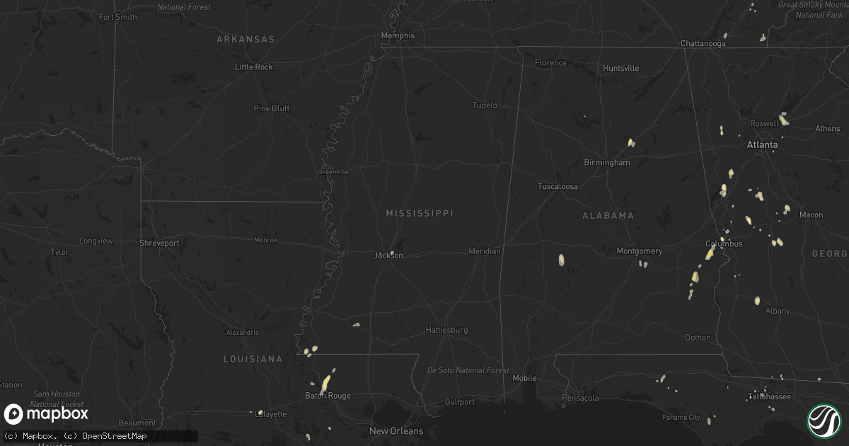 Hail map in Mississippi on May 31, 2015