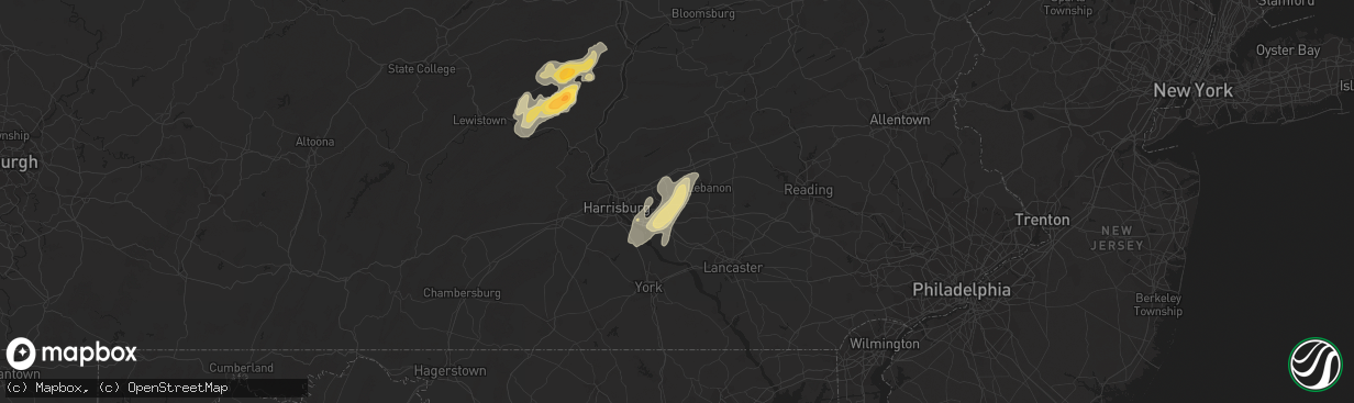 Hail map in Palmyra, PA on May 31, 2015