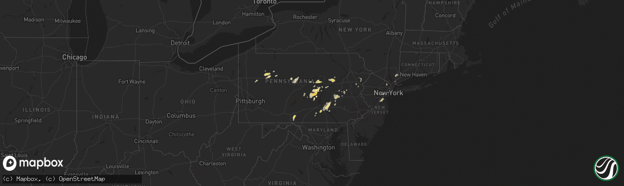 Hail map in Pennsylvania on May 31, 2015