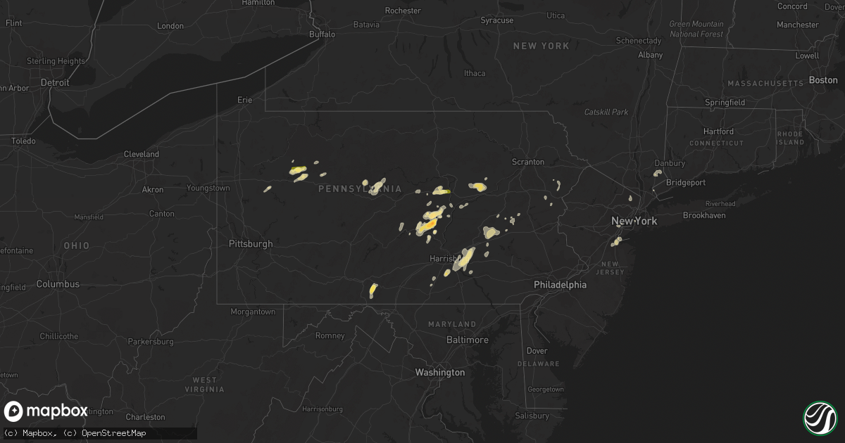 Hail map in Pennsylvania on May 31, 2015