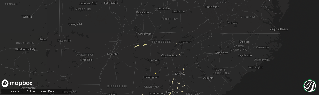 Hail map in Tennessee on May 31, 2015