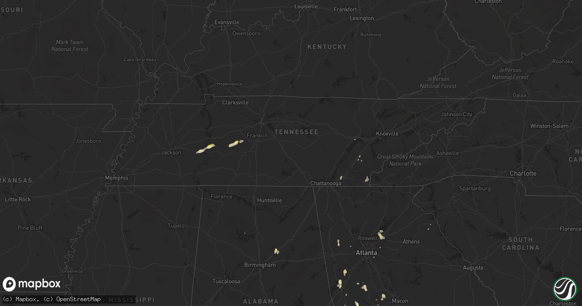 Hail map in Tennessee on May 31, 2015