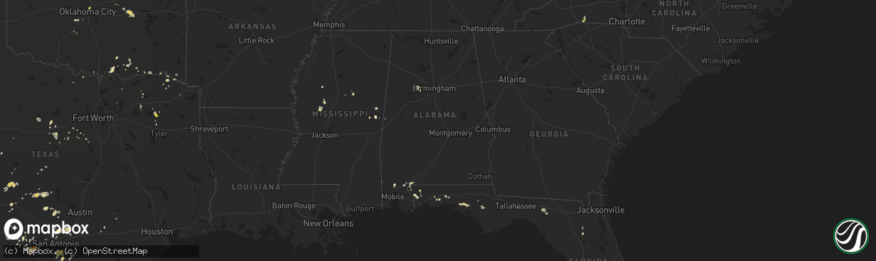 Hail map in Alabama on May 31, 2016