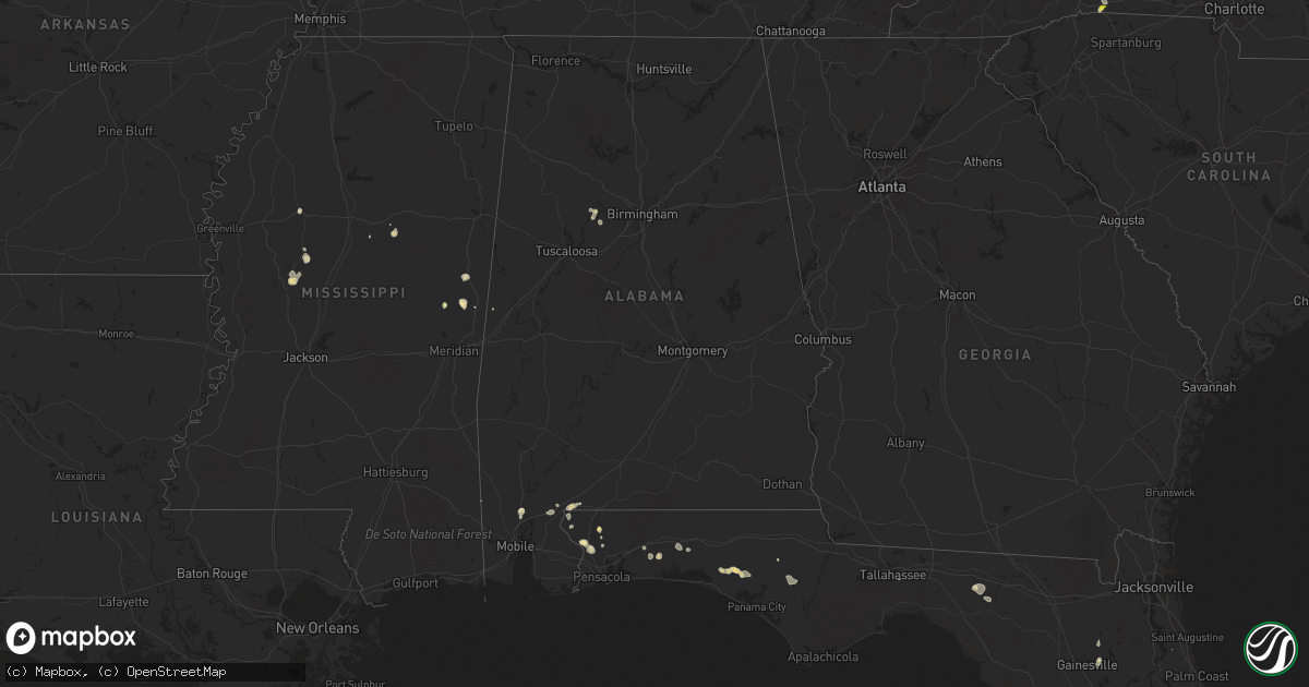 Hail map in Alabama on May 31, 2016