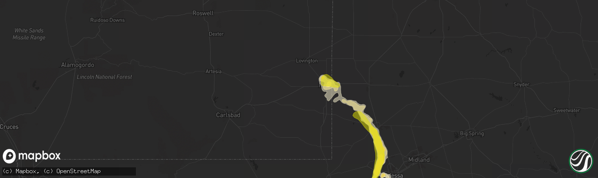 Hail map in Hobbs, NM on May 31, 2016