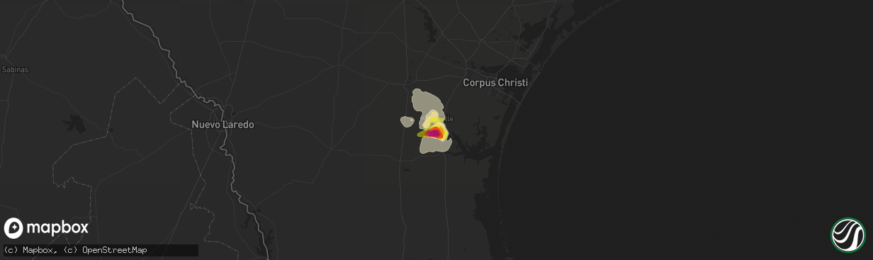 Hail map in Kingsville, TX on May 31, 2016