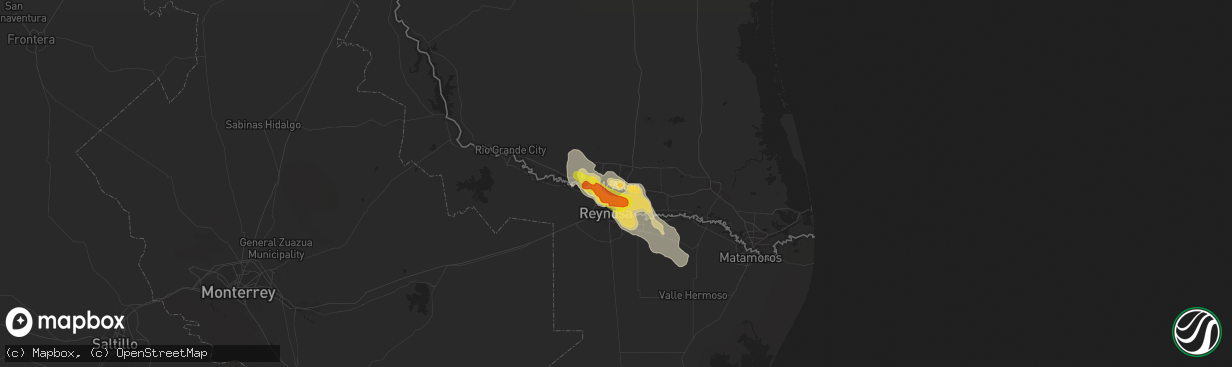 Hail map in Mcallen, TX on May 31, 2016