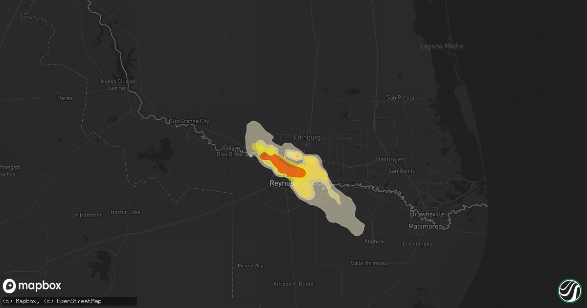 Hail map in Mcallen, TX on May 31, 2016