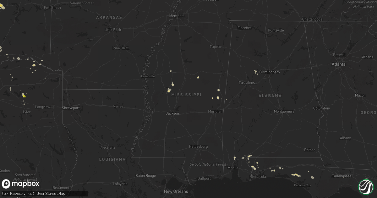 Hail map in Mississippi on May 31, 2016