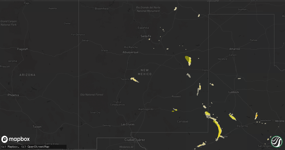 Hail map in New Mexico on May 31, 2016