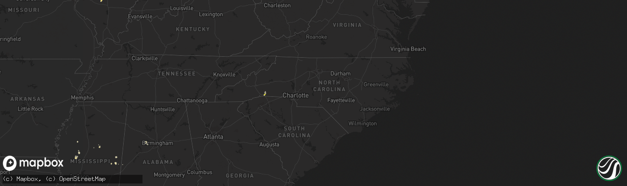 Hail map in North Carolina on May 31, 2016