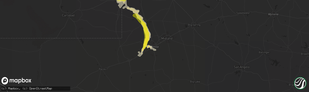 Hail map in Odessa, TX on May 31, 2016