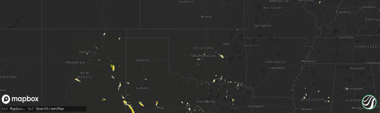 Hail map in Oklahoma on May 31, 2016