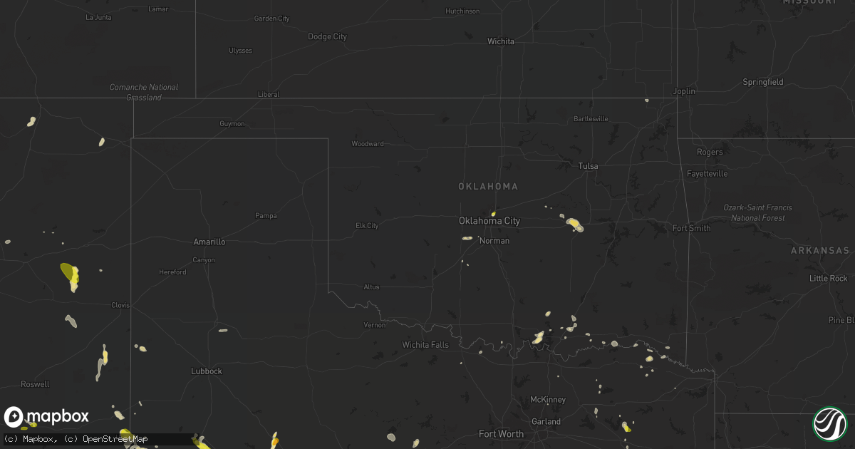 Hail map in Oklahoma on May 31, 2016