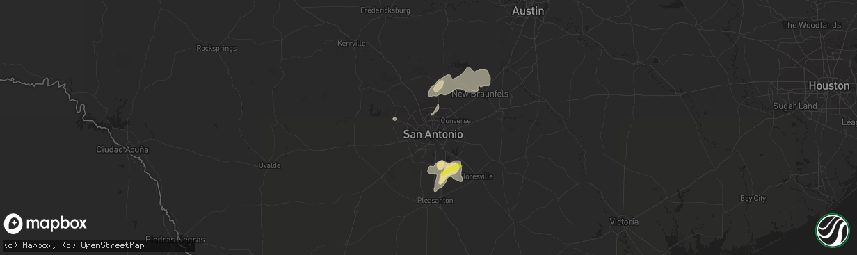 Hail map in San Antonio, TX on May 31, 2016