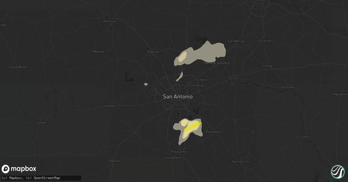 Hail map in San Antonio, TX on May 31, 2016