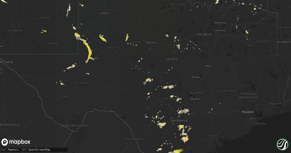 Hail map in Texas on May 31, 2016