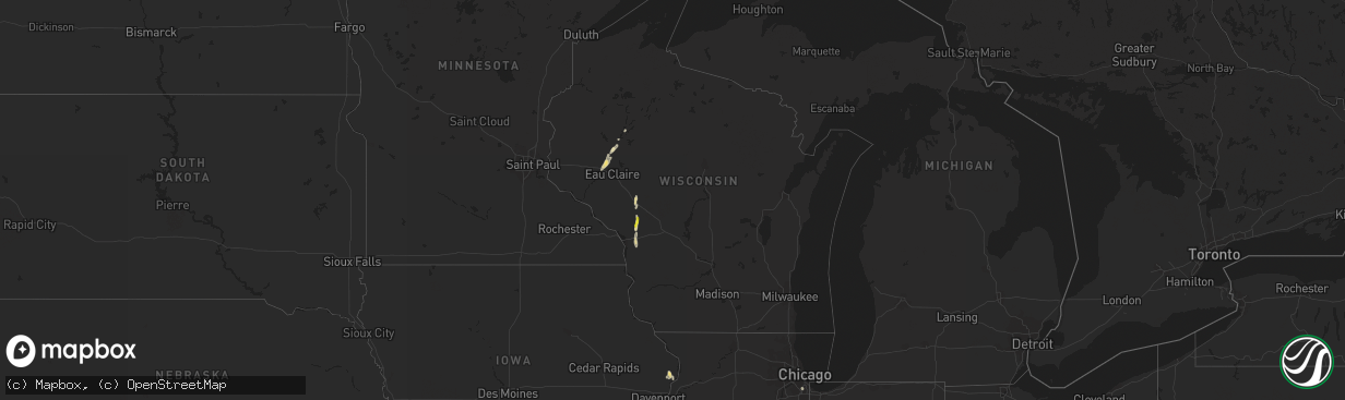 Hail map in Wisconsin on May 31, 2016