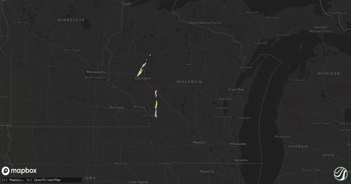 Hail map in Wisconsin on May 31, 2016