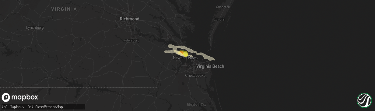 Hail map in Hampton, VA on May 31, 2017