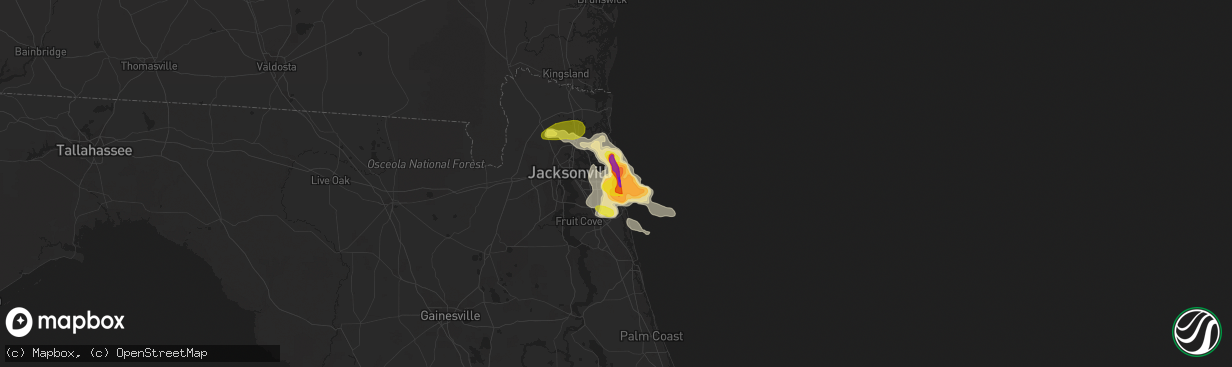 Hail map in Jacksonville Beach, FL on May 31, 2017