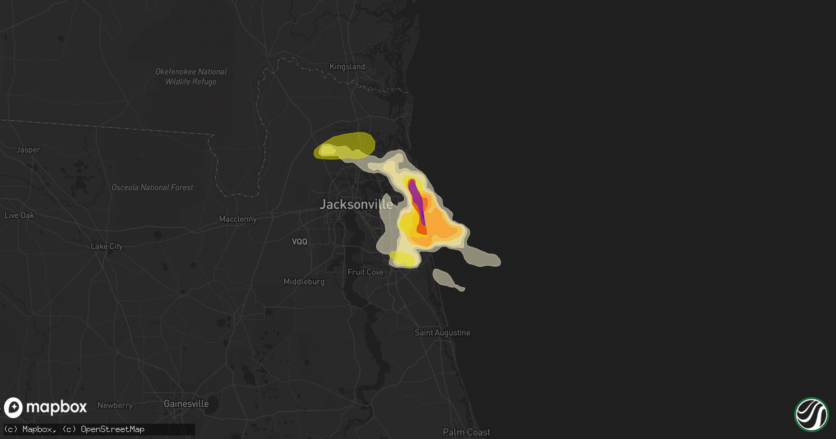 Hail map in Jacksonville Beach, FL on May 31, 2017