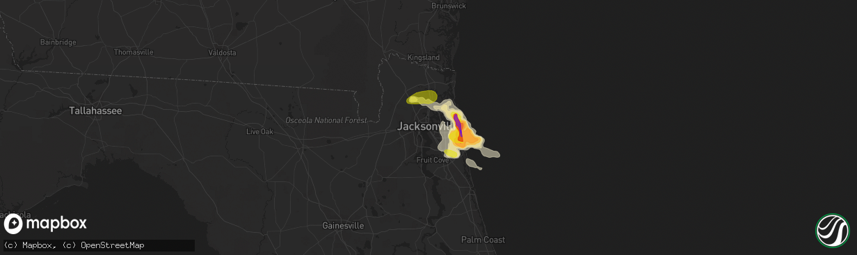 Hail map in Jacksonville, FL on May 31, 2017