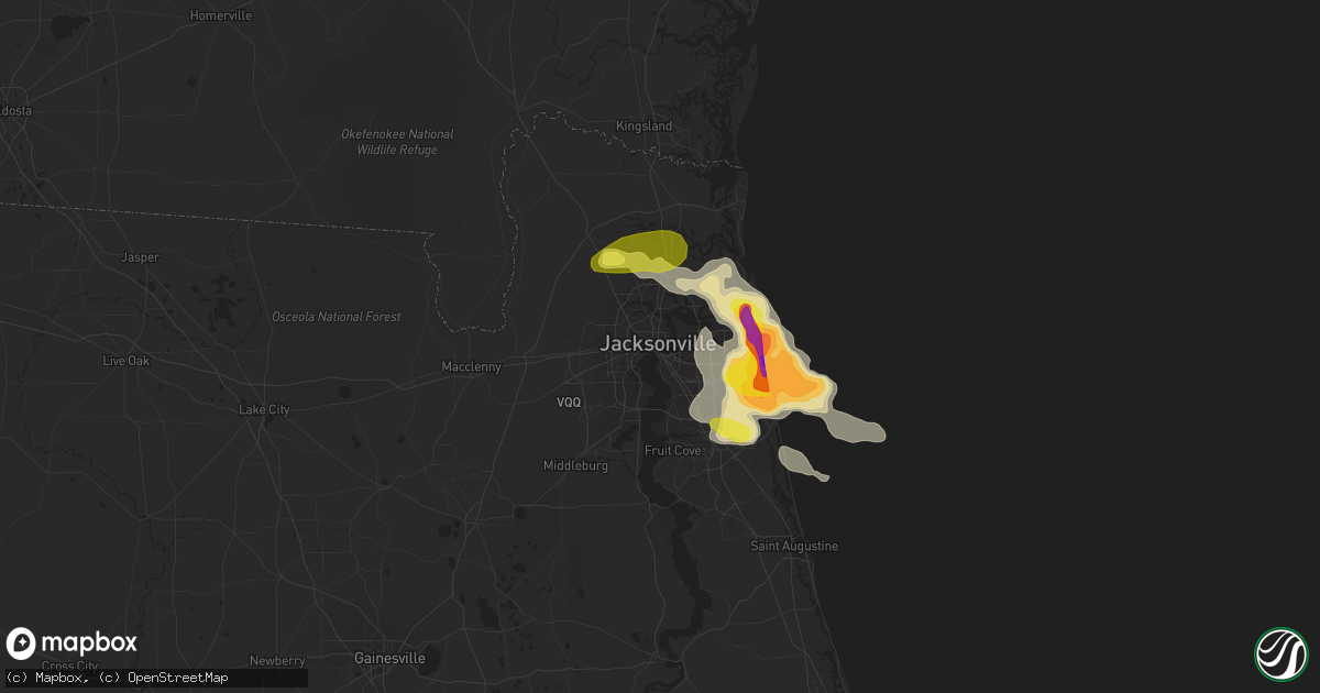 Hail map in Jacksonville, FL on May 31, 2017