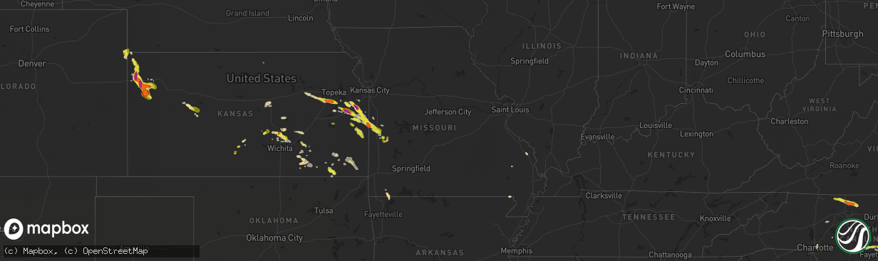 Hail map in Missouri on May 31, 2017