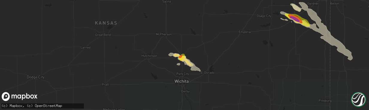 Hail map in Newton, KS on May 31, 2017