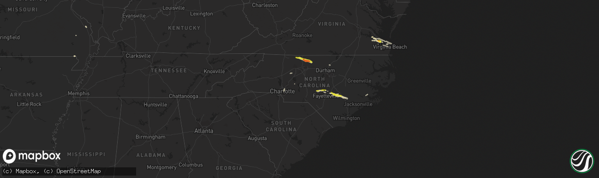 Hail map in North Carolina on May 31, 2017