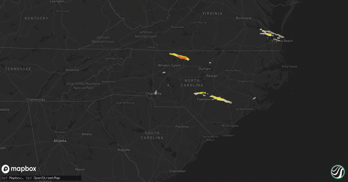 Hail map in North Carolina on May 31, 2017