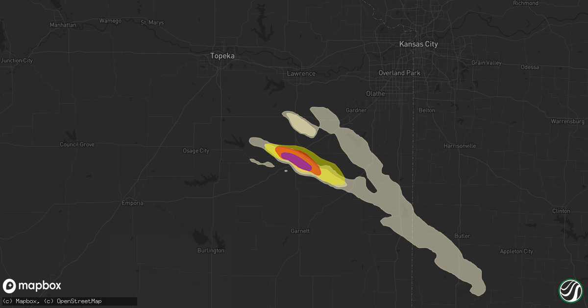 Hail map in Ottawa, KS on May 31, 2017