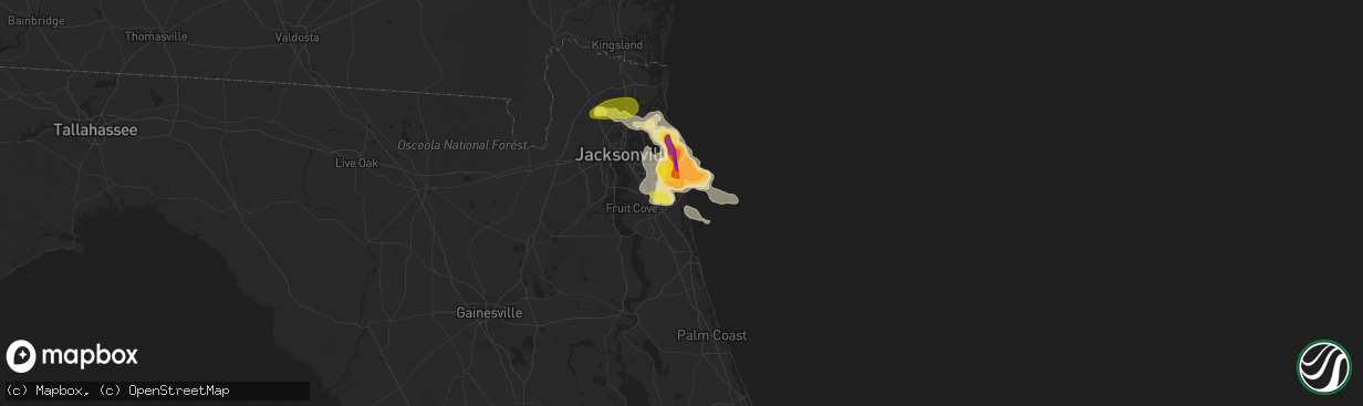 Hail map in Ponte Vedra Beach, FL on May 31, 2017