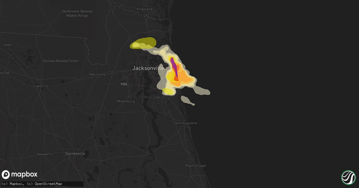Hail map in Ponte Vedra Beach, FL on May 31, 2017