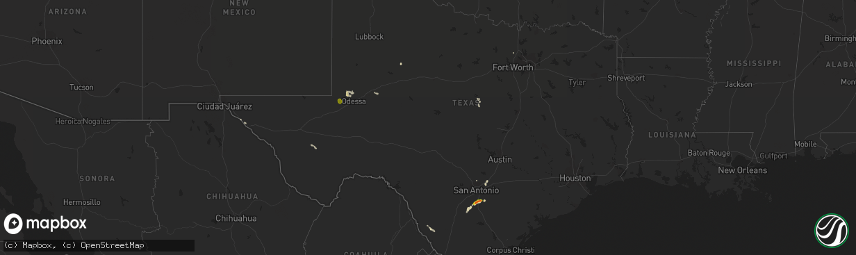 Hail map in Texas on May 31, 2017