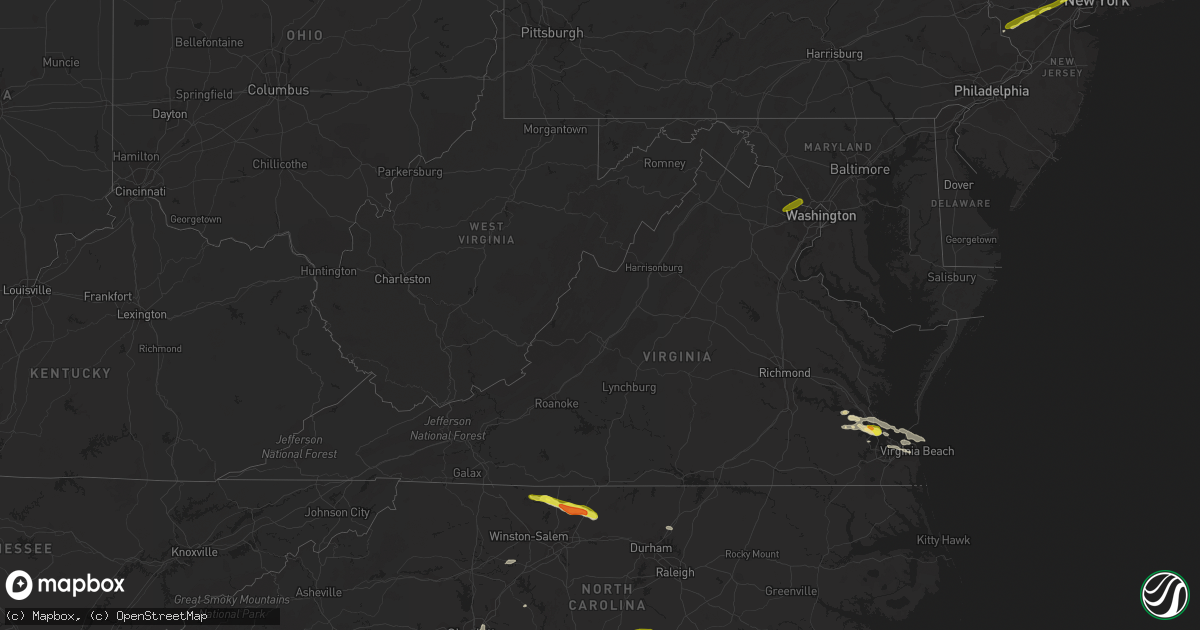 Hail map in Virginia on May 31, 2017
